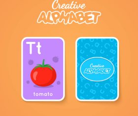 Alphabet double-sided card for children T vector