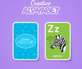 Alphabet double-sided card for children Z vector