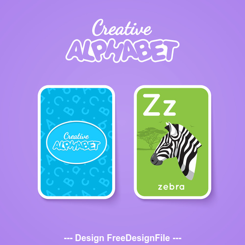 Alphabet double-sided card for children Z vector