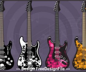 Art electric guitars vector