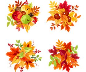 Autumn leaf and fruit illustration vector
