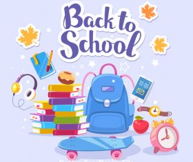 Back to school schoolbag and book vector