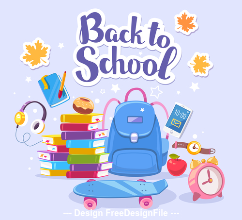 Back to school schoolbag and book vector