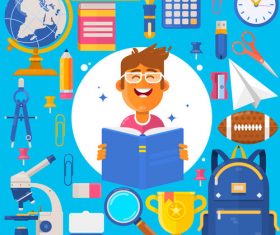 Back to school stationery and student vector