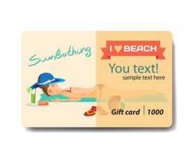 Beach girls background gift card vector