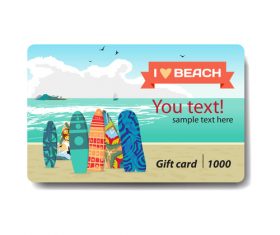 Beach holiday discount gift card vector