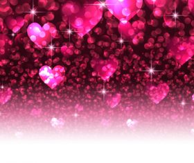 Beautiful valentine shiny hearts vector