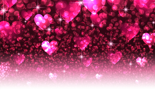 Beautiful valentine shiny hearts vector