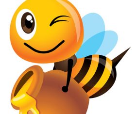Bee collecting honey cartoon vector