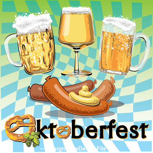 Beer and sausage background vector