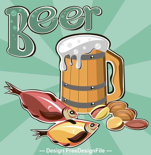 Beer and seafood illustration vector