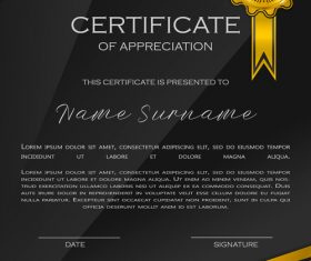 Black background certificate template vector