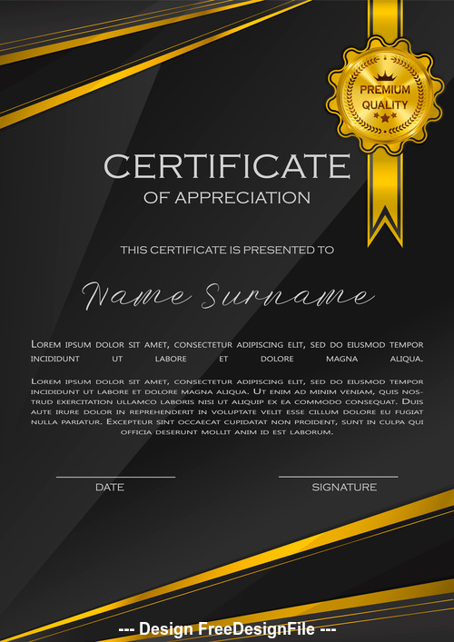 Black background certificate template vector free download