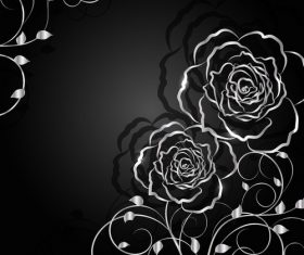Black background flower silhouette vector