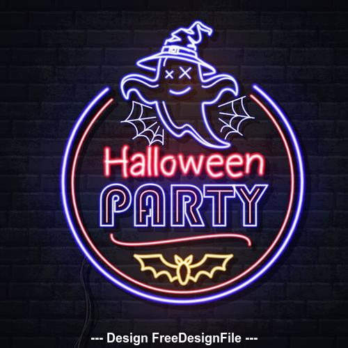 Black background halloween ghost neon illustration vector 03