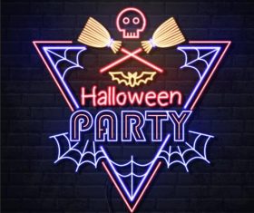 Black background neon illustration halloween party vector