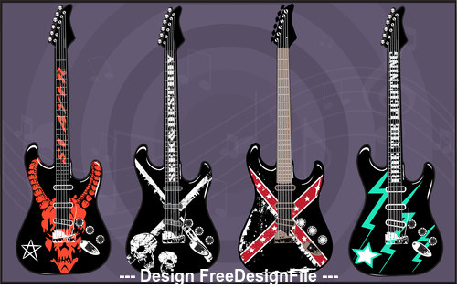 Black-pattern-electric-guitars-art-vector