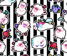 Black stripes good night cartoon seamless background vector