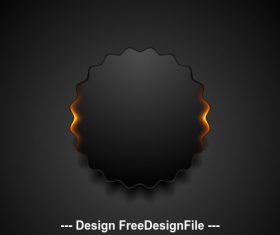 Black wavy circle label with orange glowing light vector