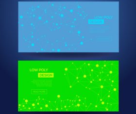 Blue and green low poly geometric template card vector
