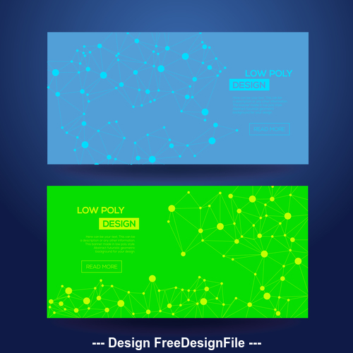 Blue and green low poly geometric template card vector