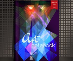 Blue and red art geometric abstract notebook cover vector