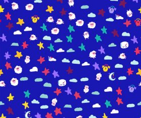 Blue background cartoon sheep good night patterns vector