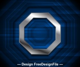 Blue technology background with metallic octagon vector