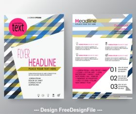 Brochure color striped background flyer design vector
