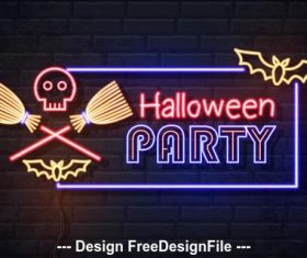 Broom and skull halloween background vector