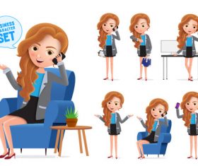 Business girl office mult illustration vector