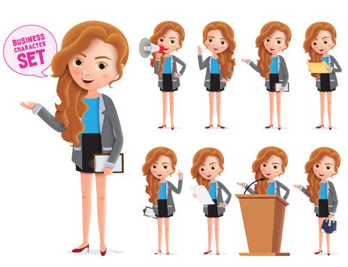 Business lady speech illustration vector