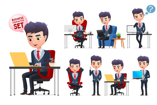 Business man illustration set vector