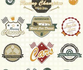 Car and flag label vector