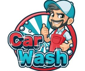 Car wash cartoon logo vector