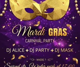 Carnival masked party dance flyer vector