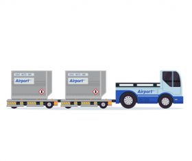 Cartoon airport freight car vector