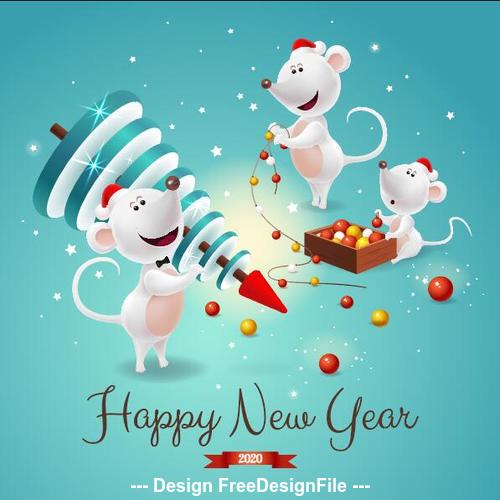 Cartoon background 2020 happy new year illustration vector free download