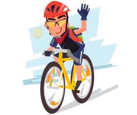 Cartoon boy riding bicycle illustration vector