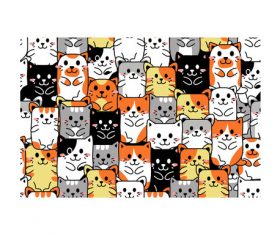 Cartoon cats pattern background vector