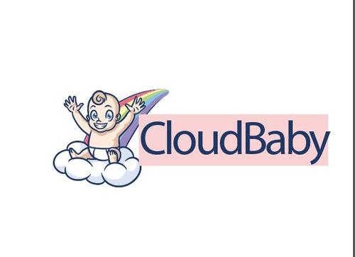 Cartoon cute baby on cloud and rainbow vector