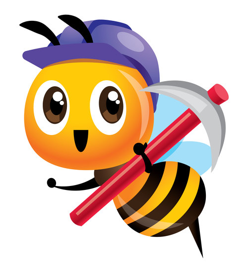 Cartoon cute bee purple vector