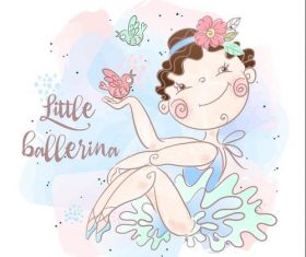 Cartoon cute little girl and bird vector