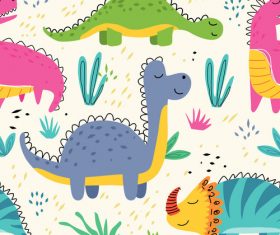 Cartoon dinosaurs pattern background vector