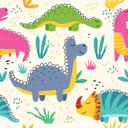 Cartoon dinosaurs pattern background vector