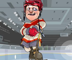 Cartoon funny hockey player with bruise vector
