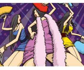 Cartoon girl jumping disco vector