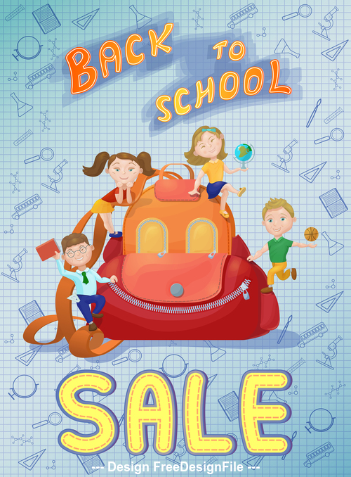 Cartoon illustration Back to school sale vector
