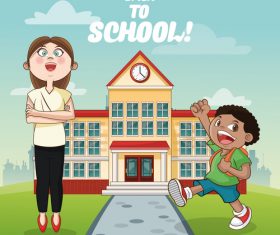 Cartoon illustration vector after school