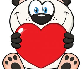 Cartoon mascot holding valentine love heart vector